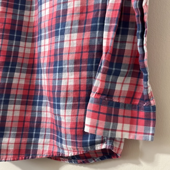 Vineyard Vines Boy’s Linen Blend Red White Blue Plaid Button Down Whale Shirt XL - Picture 11 of 11